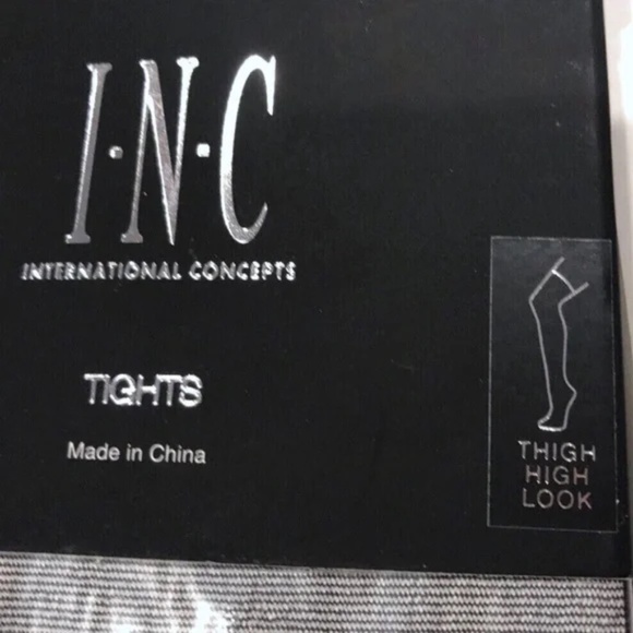 Women's INC International Concepts Striped Mock Thigh-High Tights Black - Picture 6 of 7